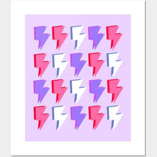 Purple, Pink and Red Lightning Bolts Pattern Posters and Art